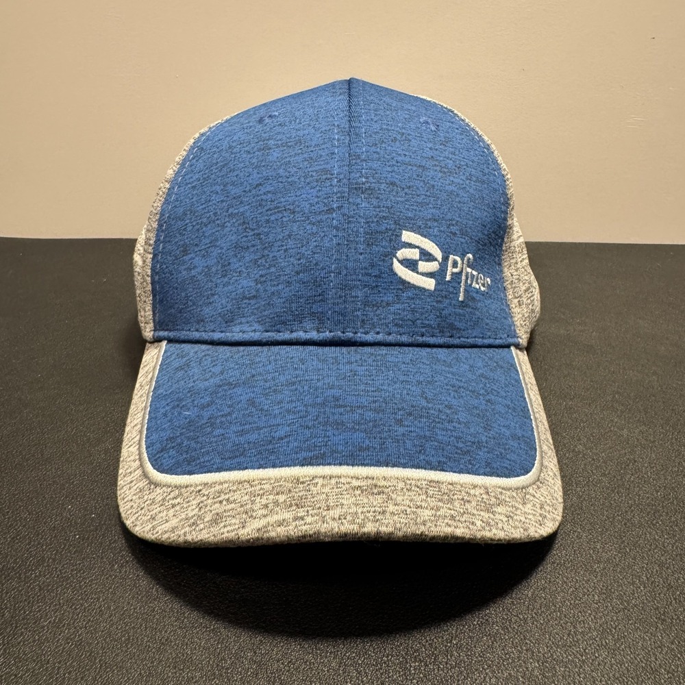 Pfizer‎ Hat Cap Blue Gray Logo Spellout Pharmaceutical Strap Back Employee Adult